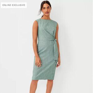 Ann Taylor The Petite Tie Waist Sheath Dress in Cross Weave - worn once! 14P